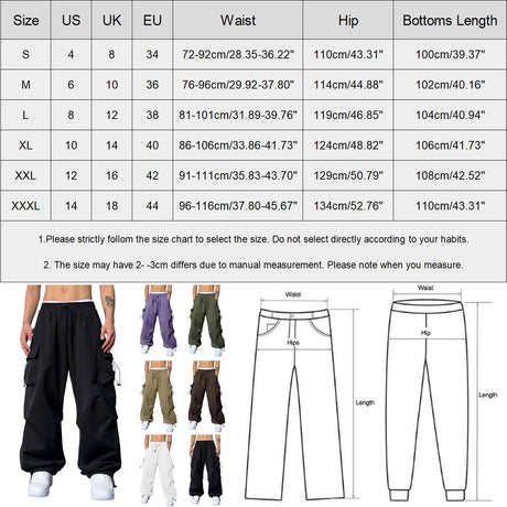 Harajuku Oversized Cargo Parachute Pants Men Streetwear Vintage Y2k Hip Hop Wide Leg Joggers Baggy Casual Sweatpants Techwear - Lootquake