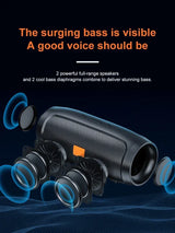 Altavoz Bluetooth con doble altavoz estéreo para exteriores, reproducción TFSB, transmisión de voz FM, subwoofer portátil, altavoz inalámbrico 5.0