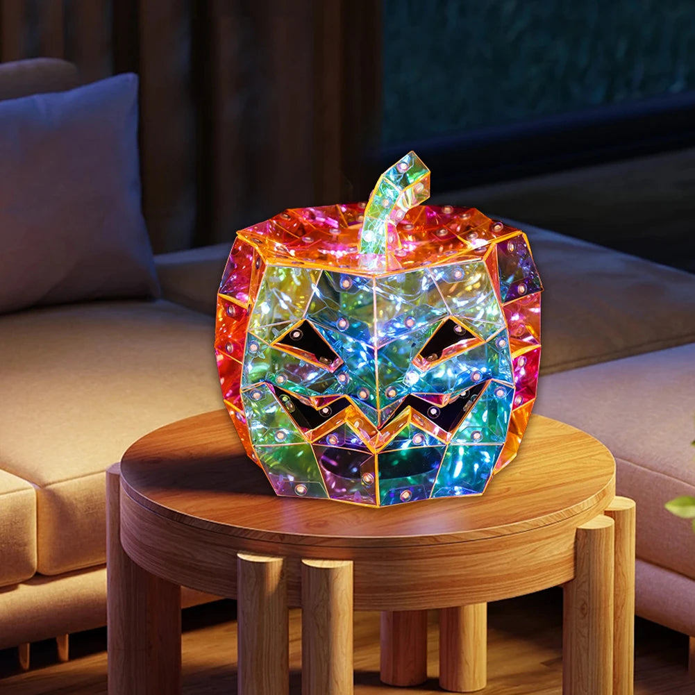 Halloween Gorgeous Shining LED Ghost Lights Decor Prismatic Ghost Iridescent Ghost Lantern Holiday Party Decor Atmosphere Prop