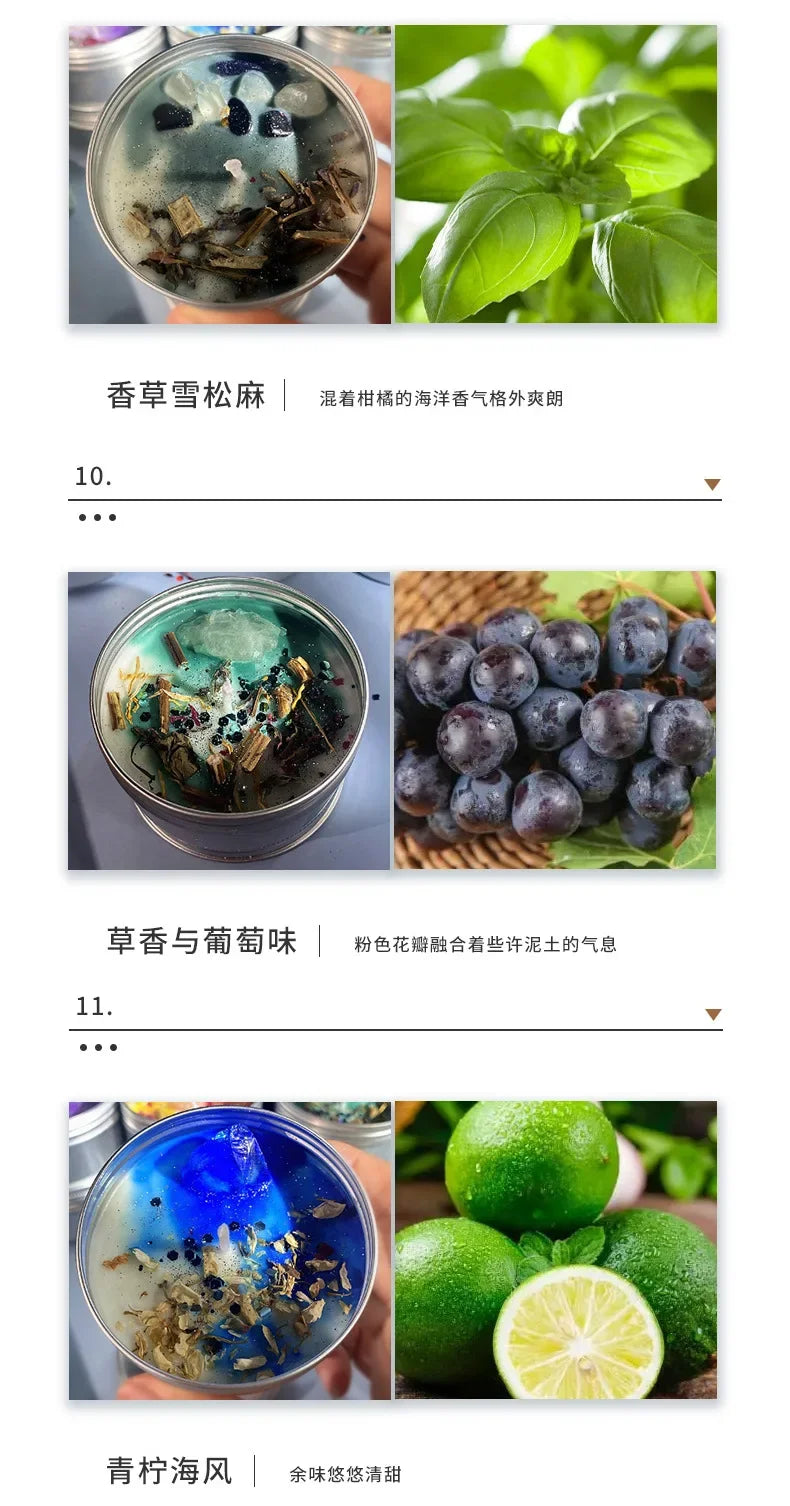 Aromatherapy Candles Crystal Stones Dried Flowers Household Candles Iron Cans Indoor Fragrance Candles Wedding Gifts