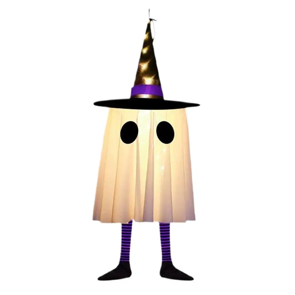 LED Witch Hat Halloween Decor - Glowing Hanging Ornament, Spooky Party Decoration for Haunted House & Witchcraft Theme
