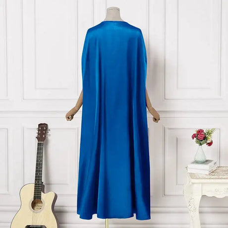 VONDA 2024 Elegant Women Satin Long Dress Autumn Maxi Sundress Elegant O-Neck 3/4 Bat Sleeve Casual Vestido Party Robe Oversize - Lootquake