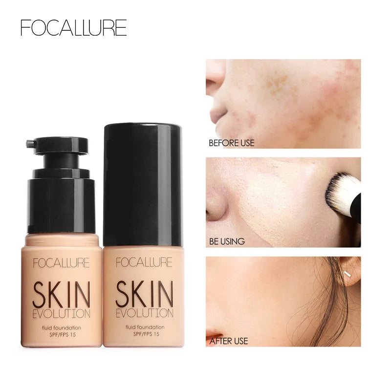 Base de maquillaje Focallure de 8 colores, base líquida, crema de cobertura total, corrector, hidratante, maquillaje facial.