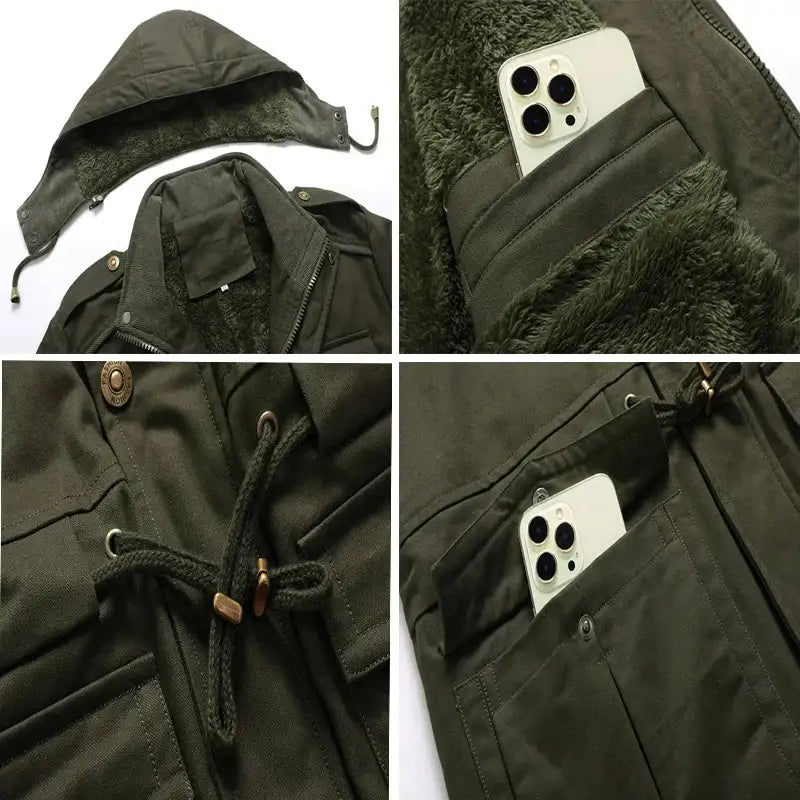 Winter Men's Warm Padded Jackets Fashion Men Fleece Lined Thermal Hooded Coats Men Mountain Ski Windbreaker Jackets Clothing - Lootquake