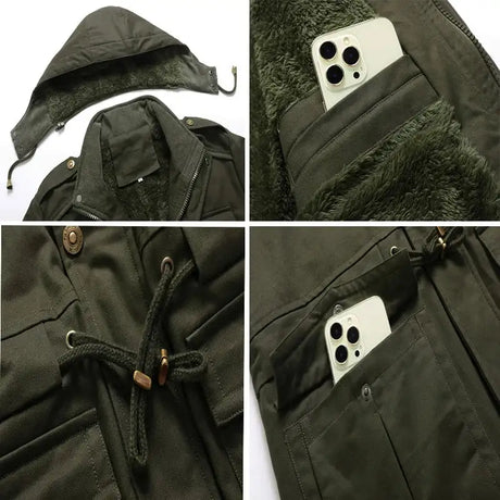 Winter Men's Warm Padded Jackets Fashion Men Fleece Lined Thermal Hooded Coats Men Mountain Ski Windbreaker Jackets Clothing - Lootquake