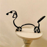 Wrought Iron Handicraft Bulldog Dachshund Labrador Abstract Dog Ornament Modern Animal Sculpture Simple Statue Art Figurine