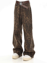 Baggy Leopard Print Y2k Jeans Women 2024 New High Waisted  Casual Wide Leg Denim Pants Fashion Streetwear Retro Straight Jeans - Lootquake