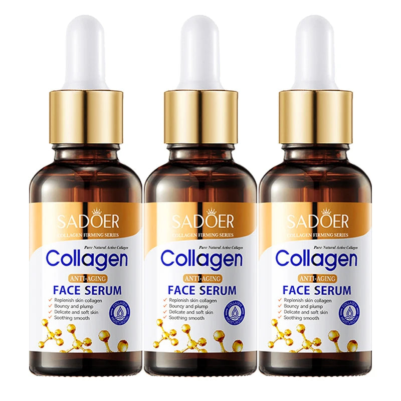 3 sueros faciales de colágeno, esencia líquida reafirmante, hidratante y nutritiva para el cuidado de la piel.