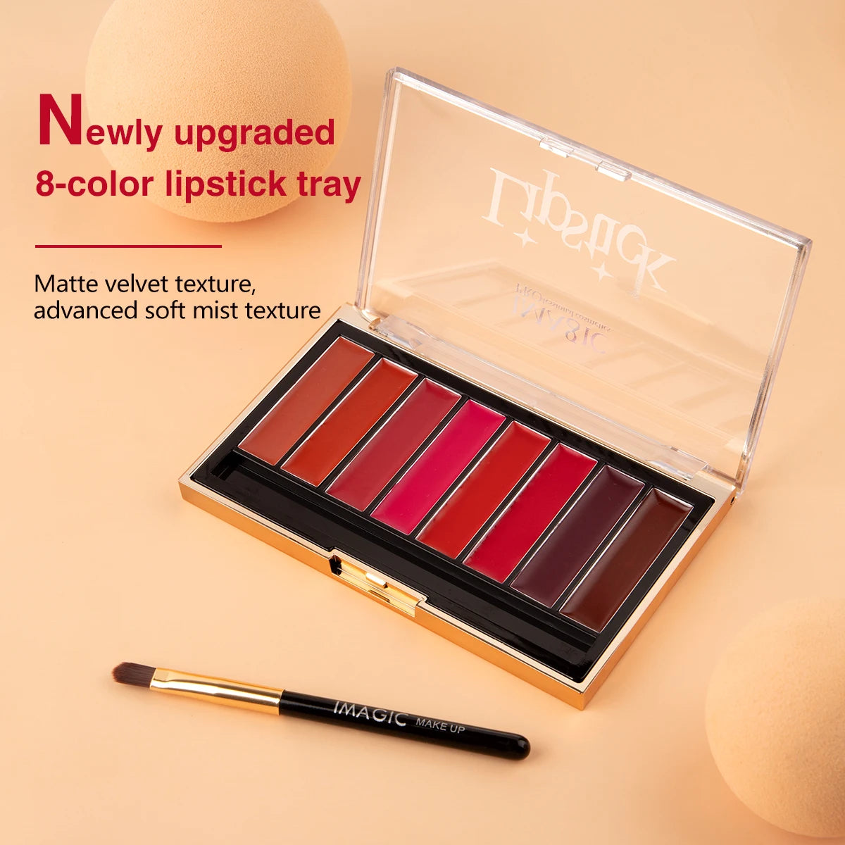 IMAGIC 8-Color Lipstick Palette Set Moisturizer Matte DIY Lipsticks Velvet Long Lasting Waterproof Lipgloss Pigments Lips Makeup