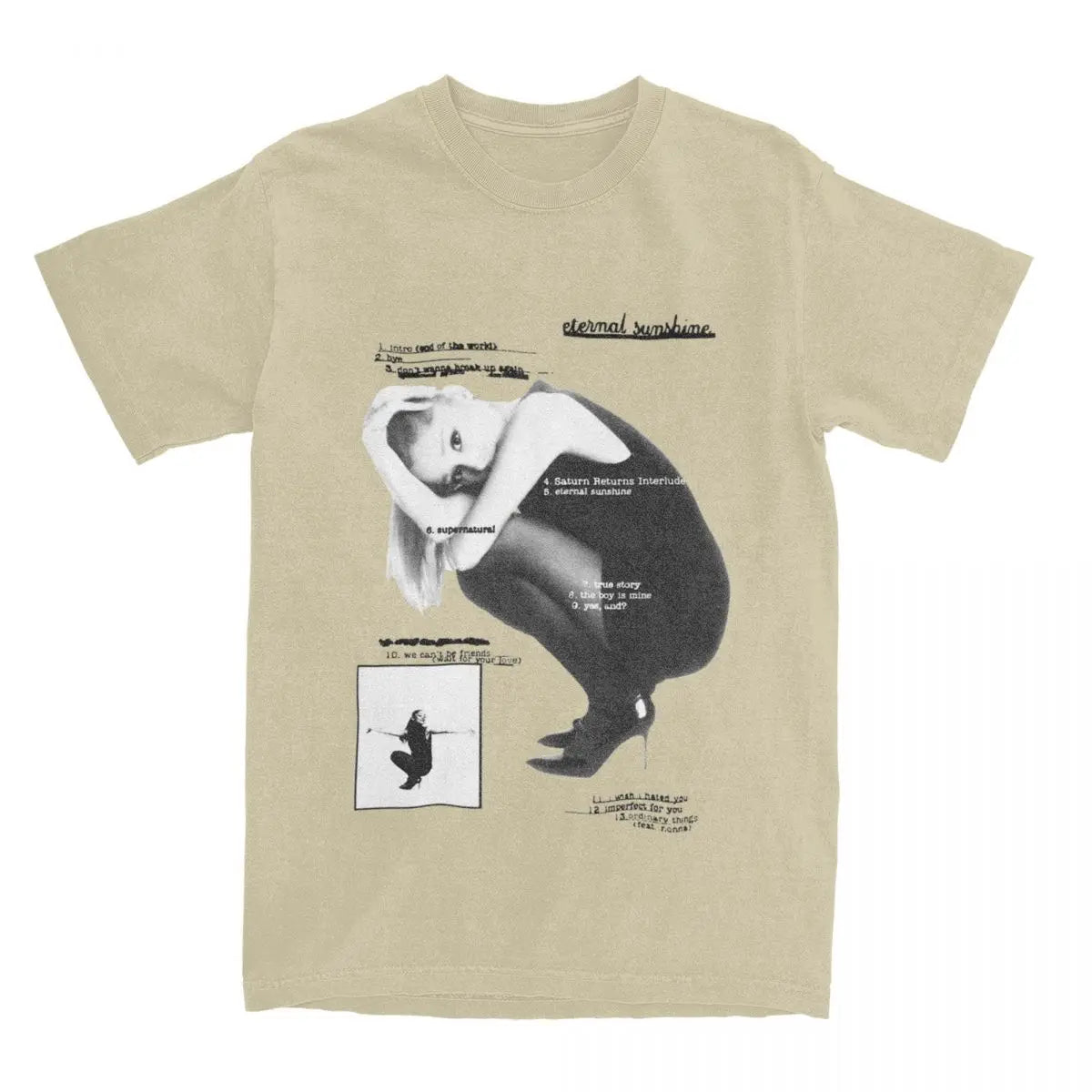Mens T Shirt Ariana Grandes Eternal Sunshine Tracklist Album T-Shirts 2024 Music Tour Tee Shirt Casual Cotton Clothing Plus Size - Lootquake