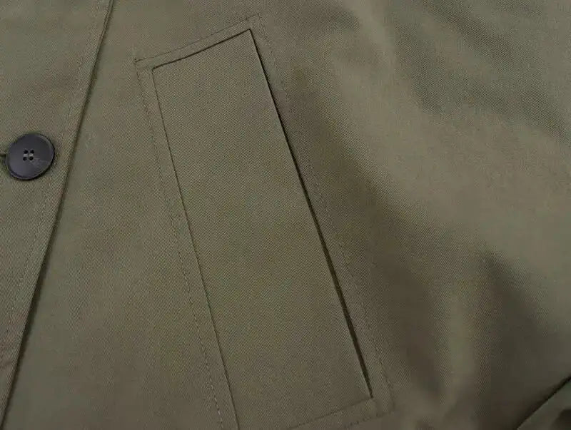 Autumn Winter Army Green Windbreaker Jacket Women Streetwear Loose Oversize Hooded Overcoat Female Single Breasted Thicken Coat - Lootquake