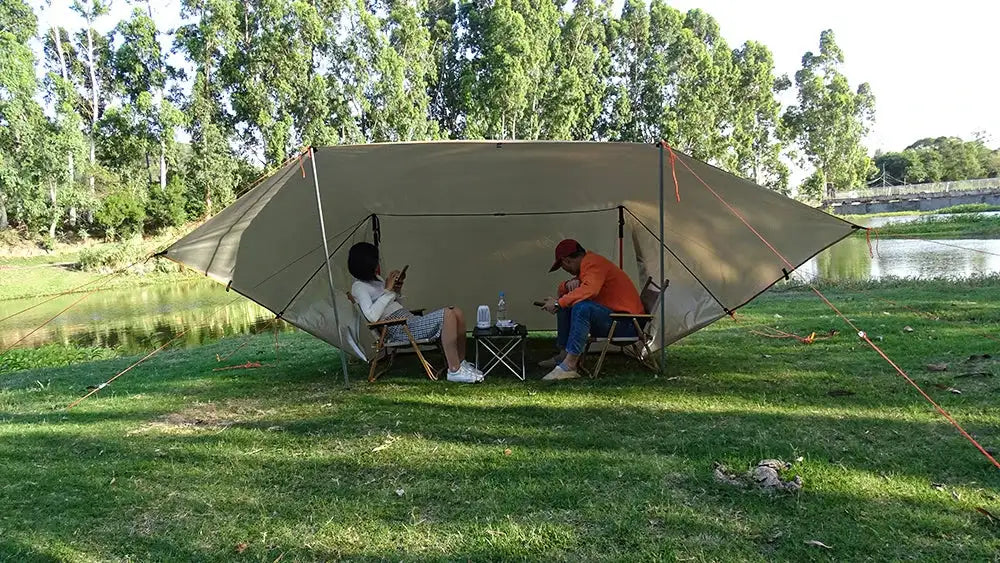 4x4m 4x3m 3x3m 19 Hang Points Tent Tarp Survival Sun Shelter Shade Canopy Outdoor Backpacking Waterproof Camping Awning SunShade - Lootquake
