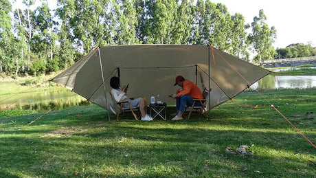 4x4m 4x3m 3x3m 19 Hang Points Tent Tarp Survival Sun Shelter Shade Canopy Outdoor Backpacking Waterproof Camping Awning SunShade - Lootquake