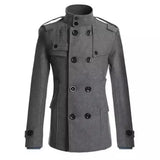 Men Slim Fit Woolen Coats Solid Color Male Casual Long Sleeve Outerwear Autumn Winter Double Breasted Mid Length Windbreaker - Lootquake