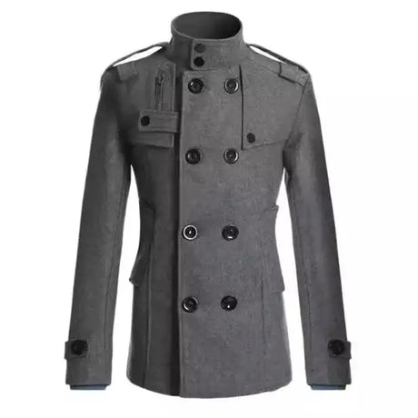 Men Slim Fit Woolen Coats Solid Color Male Casual Long Sleeve Outerwear Autumn Winter Double Breasted Mid Length Windbreaker - Lootquake