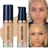 BEAUTY GLAZED 6 Color Liquid Foundation,Full Coverage, Long-Lasting, Waterproof, Natural Effect,Hydrating