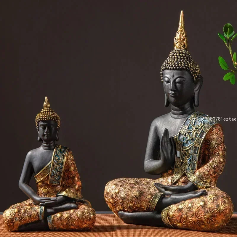Estatua grande de Buda de Tailandia, escultura de Buda de resina verde hecha a mano, budismo hindú, fengshui, figura de meditación, decoración del hogar