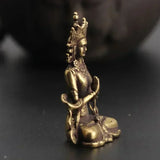 Statue Ornament Solid Brass Miniature Figurines Handmade Craft Living Room Office Home Decor Accessory Buddha Statue Pendant