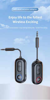Receptor y transmisor de audio Bluetooth 5.3 con conector auxiliar de 3,5 mm para avión, adaptador USB inalámbrico para TV, PC, auriculares, kit de coche y altavoz.