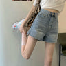 High Waist Wide Leg Short Jeans Women's Spring Thin Loose Versatile Student Hot Pants Slit Design Summer Casual Cotton Shorts - Lootquake