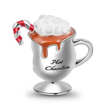 Dije de plata de ley 925 con forma de café, vino tinto, cafetera, copa de champán, compatible con pulseras colgantes originales, joyería DIY para mujer.