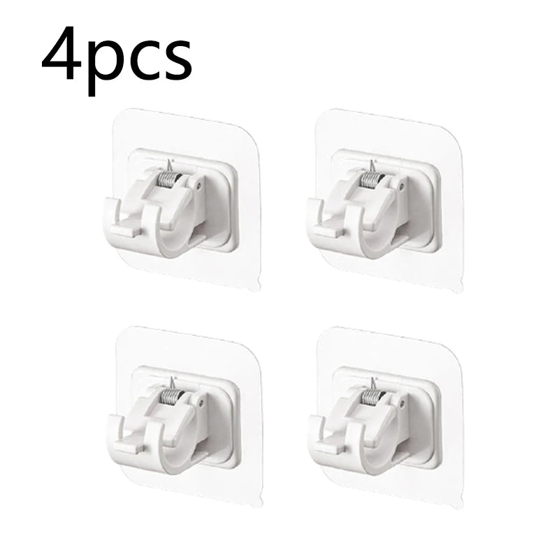 2/4 piezas de abrazaderas autoadhesivas ajustables para barra de cortina, soporte de pared para barra de cortina, sin clavos, para colgar en la pared
