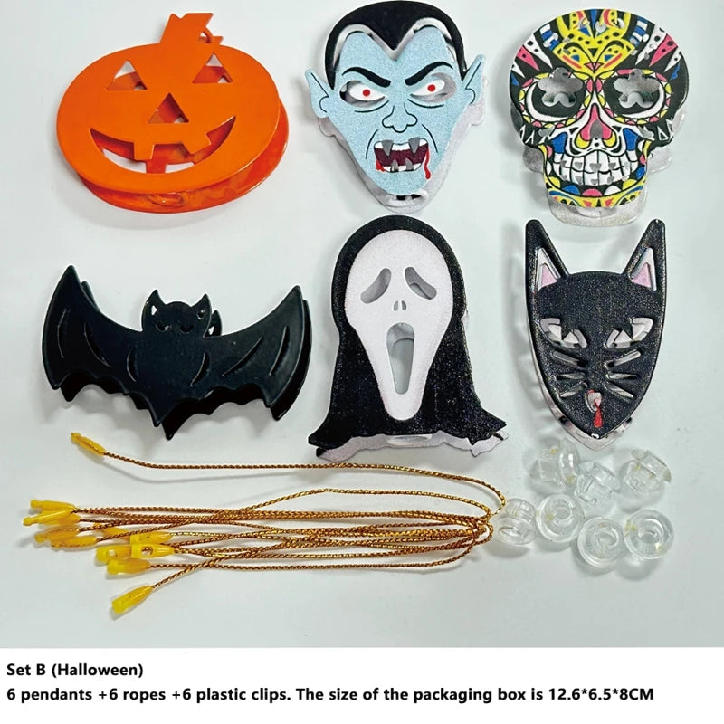 Décorations d'Halloween à suspendre, chat noir effrayant, citrouille, fantôme, tête de mort, chapeau de sorcière, chauve-souris, petits pendentifs, accessoires de décoration de vacances délicats
