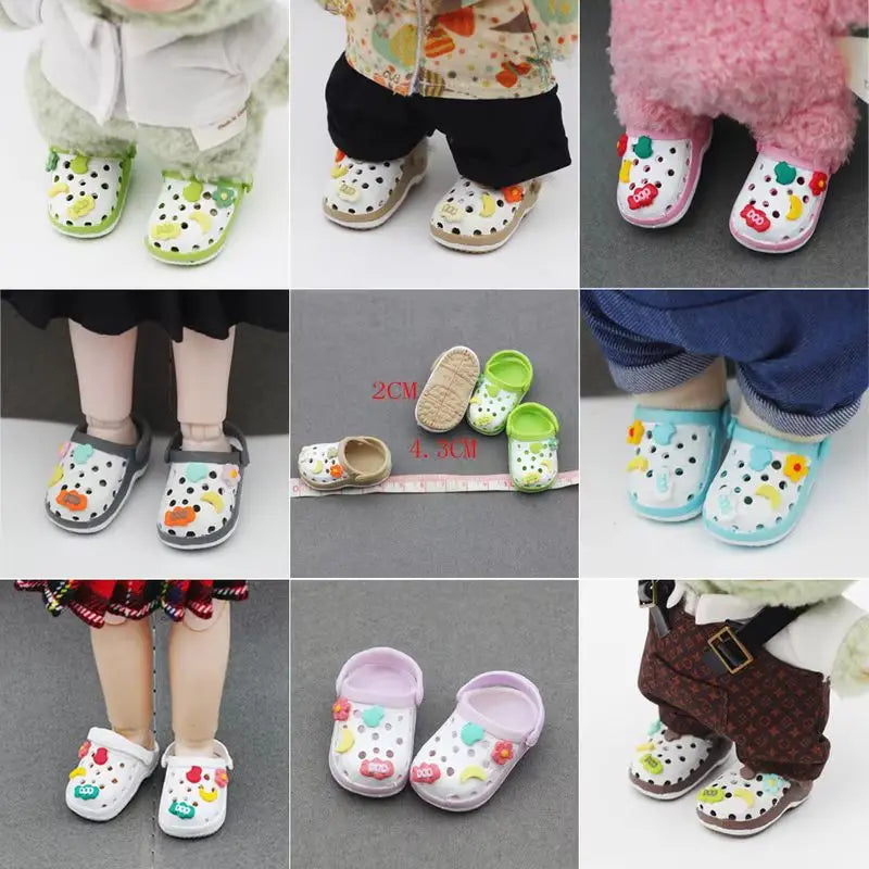 Labubu Doll Slippers 4.3x2.0cm Labubu Doll Decorative Accessories Desktop Doll Ornament Shoes For 15cm Doll Children Toys Gift