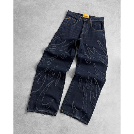 Y2K Baggy Jeans Vintage Gothic American Hip Hop Streetwear Patch Embroidery high quality Jeans Men Women Casual wide leg Jeans - Lootquake