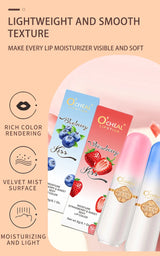 O'CHEAL Color Fruit Lipstick Peach Temperature Changing Lip balm Moisturizing Waterproof Long Lasting Moisturizes Lip Balm