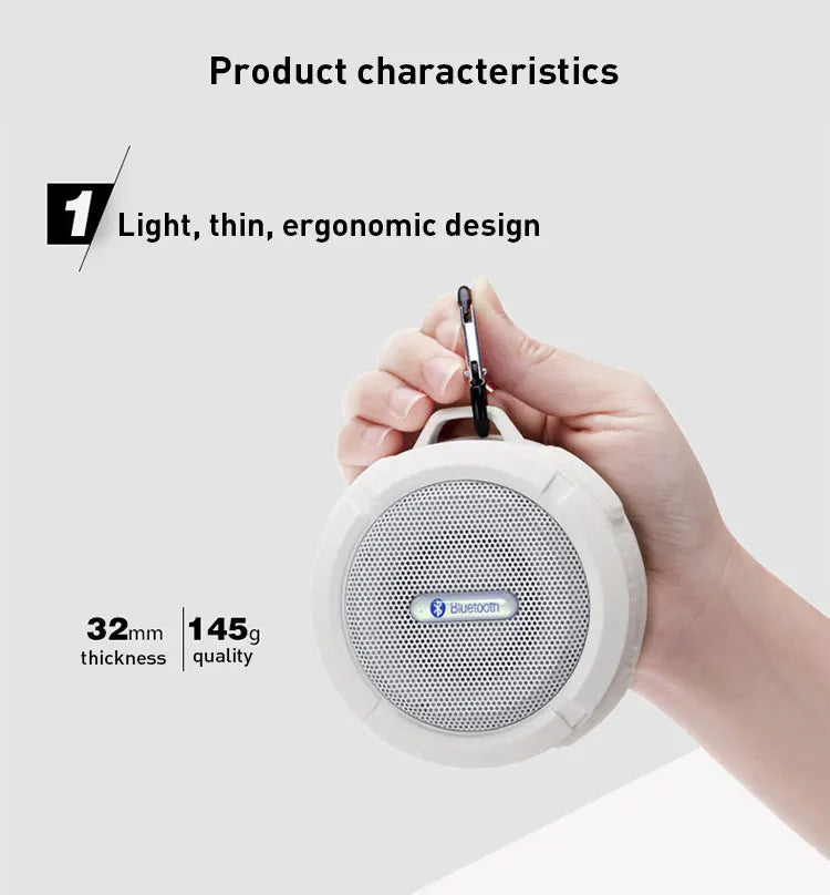 Altavoz Bluetooth inalámbrico impermeable con ventosa para deportes al aire libre, mini subwoofer para ducha, coche, teléfono inteligente, micrófono TF C6