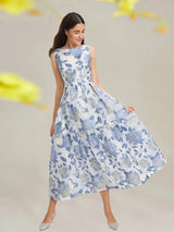 Elegant Organza Woman Dress 2024 New Arrival Long Dress Maxi Evening Sleeveless Beach Boho Summer Embroidery Flower Vestidos - Lootquake