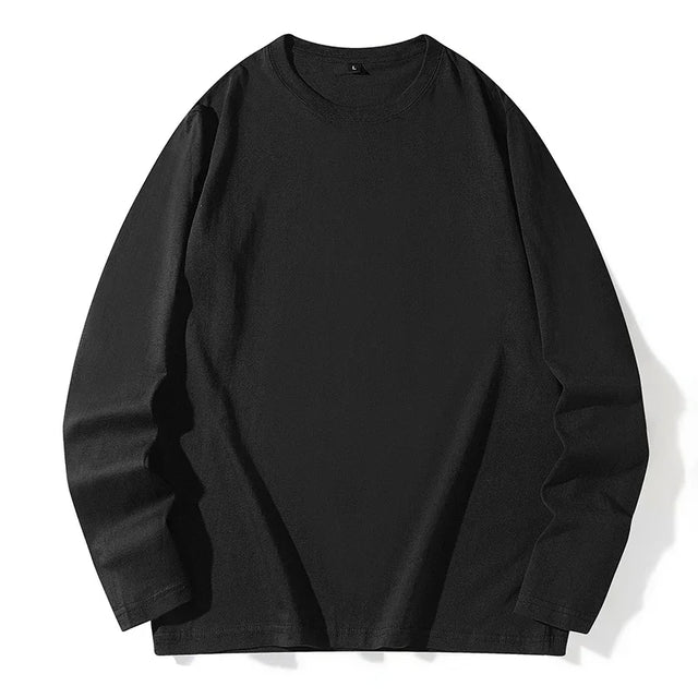 Men's Spring and Autumn New Long Sleeve T-shirt Simple and Fashionable Versatile Round Neck Underlay Top - Lootquake