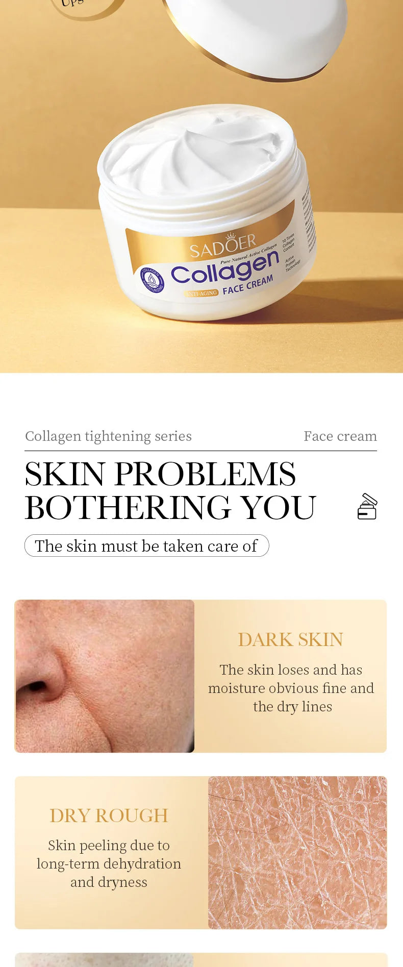 Crema facial reafirmante con colágeno SADOER sknicare Cremas faciales hidratantes Crema facial Productos de belleza para el cuidado de la piel del rostro