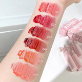 Cute Bow Water Mirror Lip Glaze Peach Pink Lipstick Liquid Moisturizing Non-stick Lip Gloss Makeup Sexy Red Lip Tint Cosmetics