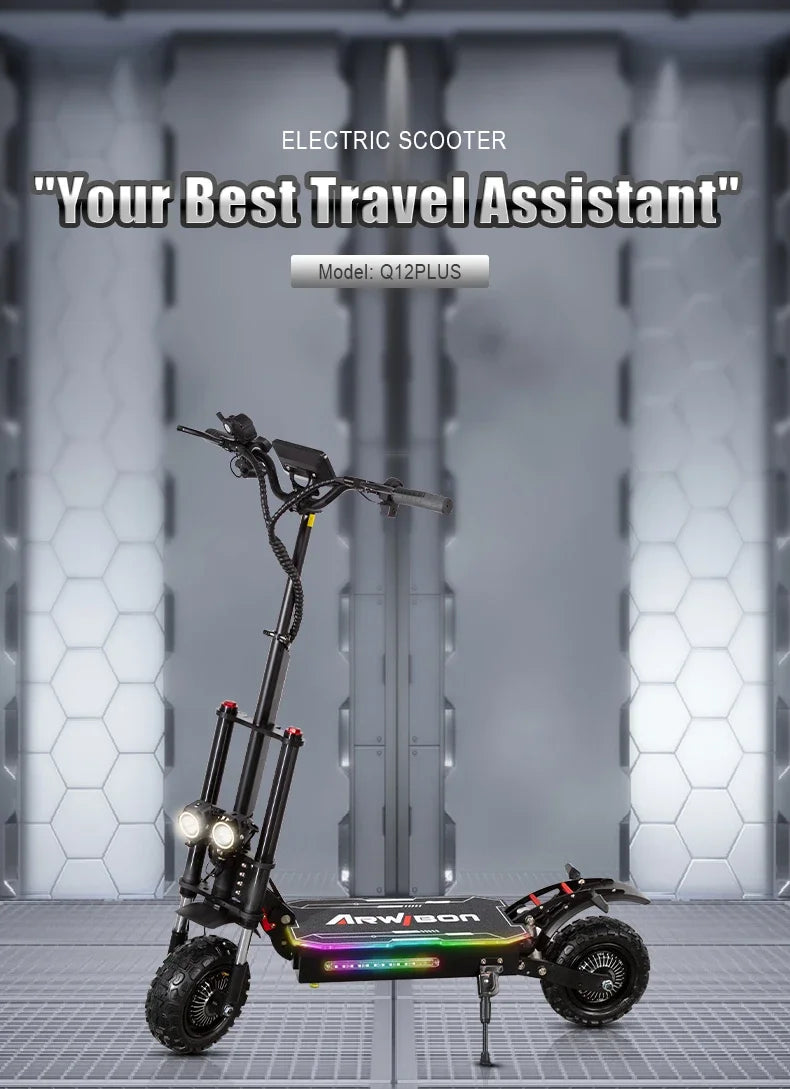 2024 5600W 60v38ah 11-inch off-road vacuum tire electric scooter with maximum speed of 85km/h and cruising range of 90km