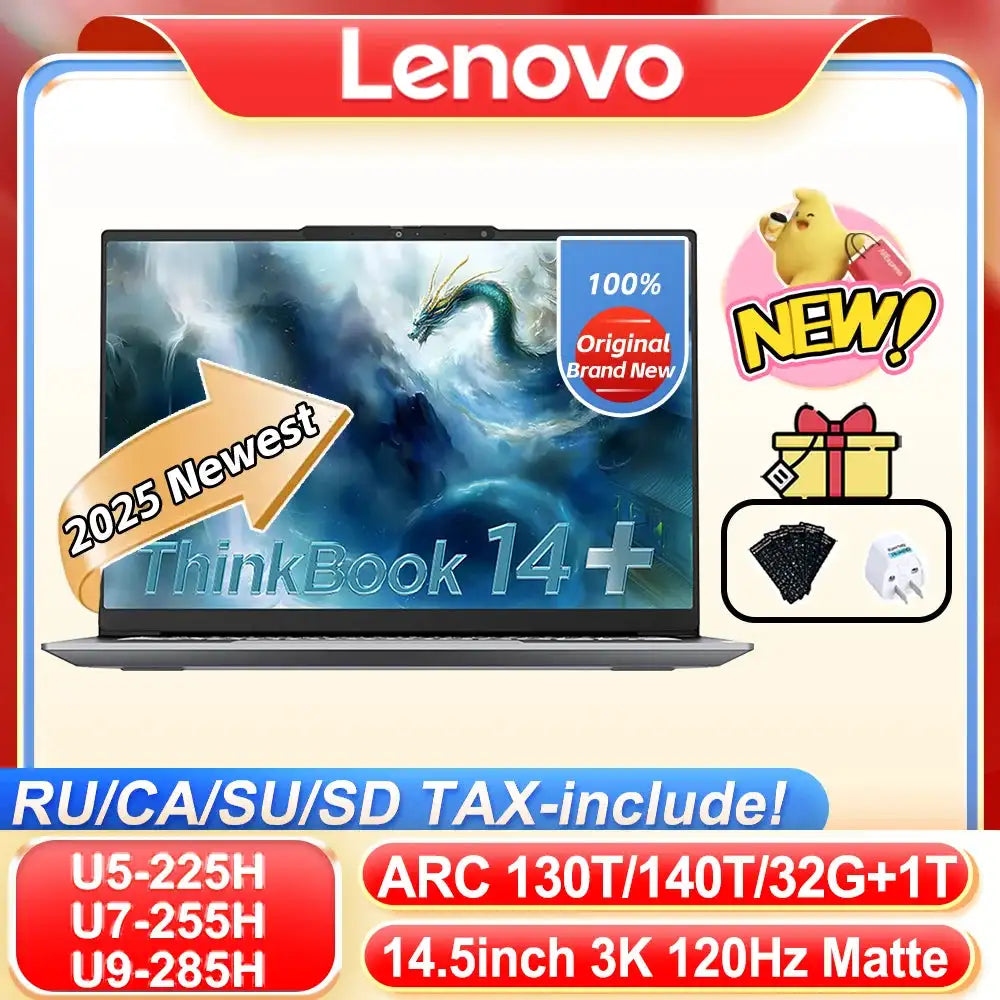 【2025 New】Lenovo ThinkBook 14+ U5-225H/U7-255H/U9-285H Arc 130T/140T 14.5inch 3K 120Hz Matte Screen - Lootquake