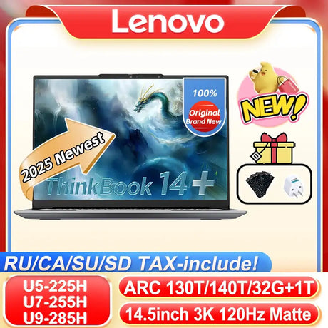【2025 New】Lenovo ThinkBook 14+ U5-225H/U7-255H/U9-285H Arc 130T/140T 14.5inch 3K 120Hz Matte Screen - Lootquake