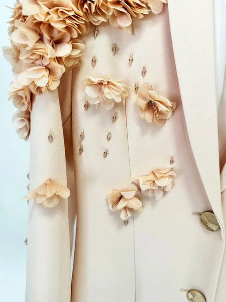 HIGH QUALITY Newest Fashion 2025 Designer Maxi Dresses Women's Long Sleeve Stunning Flowers Appliques Beaded Long Dress - Lootquake