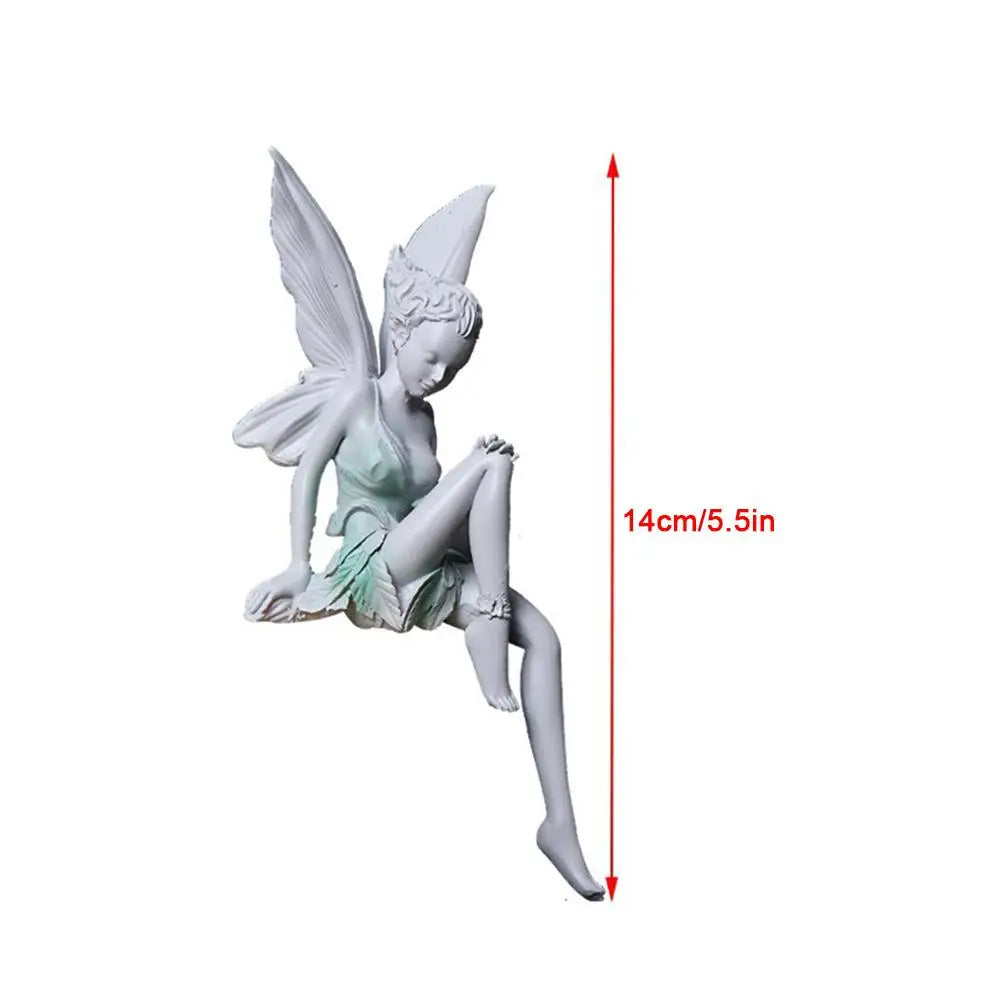 Flower Fairy Sculpture Garden Landscaping Yard Art Ornament Resin Turek Sitting Statue Outdoor Angel Figurines Craft Decoration