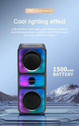 Altavoz Bluetooth para exteriores de gran tamaño, con subwoofer RGB, karaoke, doble bocina, columna inalámbrica portátil, sonido de graves, compatible con FM/TF