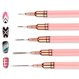 5Pcs Professional Nail Paint Liner Brush Set Small Polish Design Technique Fine Line Stripe Brushes for Nail Art Detailing