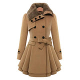 Winter Women's Jacket Windbreaker Warm Plush Thick Clothes Double Breasted Belt Autumn And Winter Korean Style Slim Lapel Coat - Lootquake