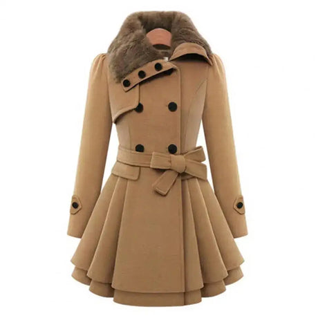 Winter Women's Jacket Windbreaker Warm Plush Thick Clothes Double Breasted Belt Autumn And Winter Korean Style Slim Lapel Coat - Lootquake