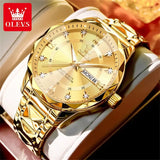 OLEVS Original Fashionable Men's Quartz Watch Top Luxury Brand Waterproof Stainless Steel Diamond Date Week Men's Business Watch - Lootquake