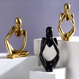 3pcs Thinker Statue Collectible Resin Abstract Art Sculpture Desktop Ornaments Christmas Gifts Home Decor for Office Study Shelf