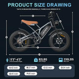Bicicleta eléctrica X50P con motor de 750 W, batería de litio de 48 V y 14 Ah, estilo retro, para adultos, neumáticos anchos de 20 x 4,0 pulgadas.
