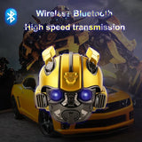 Altavoces Bluetooth Transformers originales Bumblebee Head, altavoces Bluetooth duales, LED, bajos potentes, compatible con TF y radio FM.