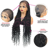36" Boho Knotless Box Braids Wig | Full Lace | Cornrows & Curly Ends | Synthetic Braided Wig