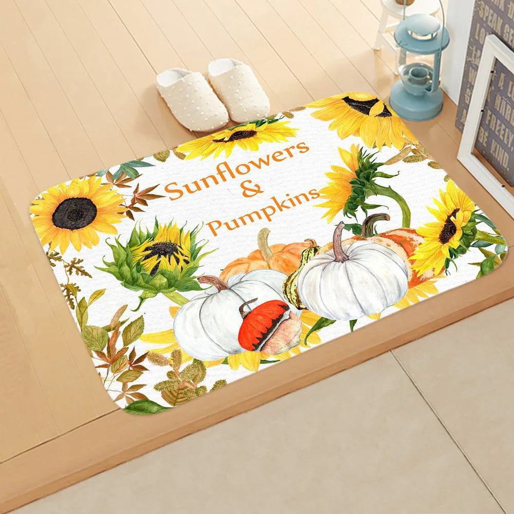 Halloween Theme  Pumpkin Witch Welcome Home Anti-Slip Door Mat Carpet  Decor Flannel Floor